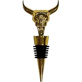 Rustic Western Cow Skull Wine Bottle Stopper, Gold Finish – Decorative Cowboy Bar Accessory & Wine Preservation Gift - C&E HOME COLLECTIVE