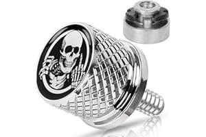 MOCODUO Stainless 1/4"-20 Thread Skull Pattern Knurled Fender Rear Seat Bolt Screw with Bolt Nut Kits for Harley Davidson Touring Sportster Softail Dyna CVO Fatbob Electra Glide Street Glide 1996-2025 Chrome