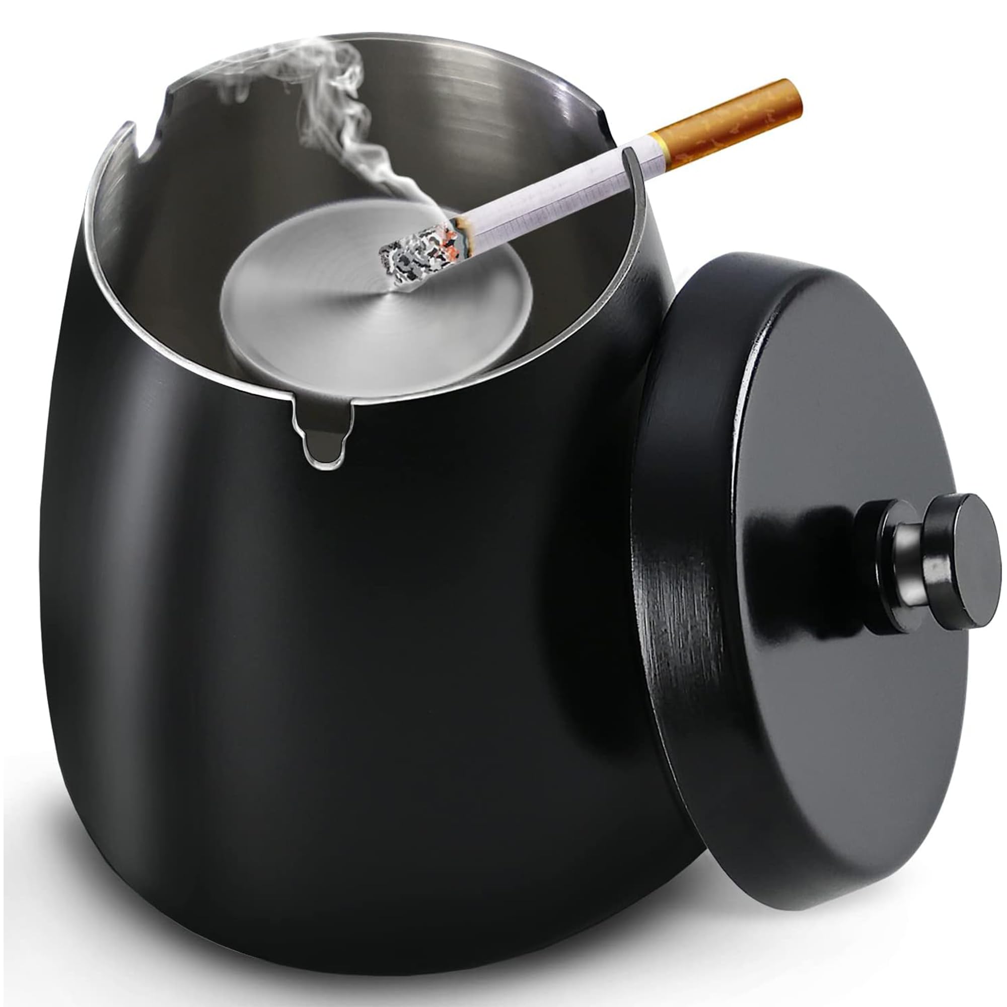 Navani Smell-Proof Ashtray with Lid for Inside & Outdoors | Stylish Outdoor Ash Trays | Windproof Design | Odor-Free Ashtrays for Patio, Garden, and Home