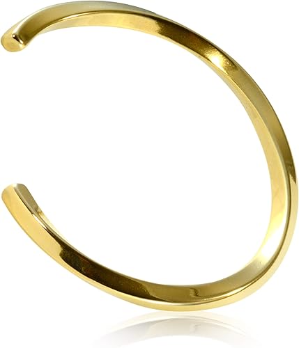 Amazon Hafos ブレスレット チタン シンプル アクセサリー バングル メンズ レディース ジュエリーボックス 化粧箱付き ゴールド バングル 通販