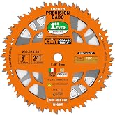 CMT 230.324.08 Precision Locked Dado Pro Set with Interlocking Chipper Design for Splinter-Free Flat Bottom Grooves - 8" Diameter, 24 Teeth, 5/8" Arbor