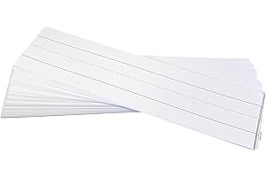 Reskid Ruled Sentence Strips, Thick Paper - 80lb Cardstock 3 x 12 Inches, White, Pack of 100 - Ideal for Classrooms, Offices, or Homes