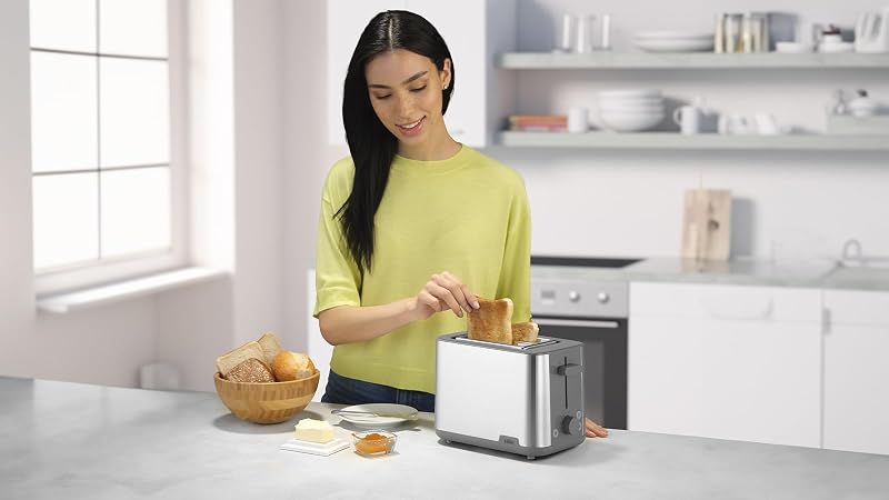 PurShine HT1510GY, Toaster mit 2 Schlitzen, 8 Bräunungsstufen, Aufwärm- und Auftaufunktionen, Krümelschublade, 900 W, Grau