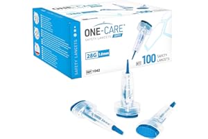 ONE-CARE OPTI Safety Lancets Top Button Activated 28G x 1.0mm, MiniFlow, Gentle, 100/bx