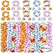 INNOCHEER 40 Pcs Hawaiian Leis, Luau Party Supplies of Elastic Flowers Necklaces, Headbands and Wristbands - Tropical Hawaiian Decorations, Beach Party Decorations, Birthday Party Favors