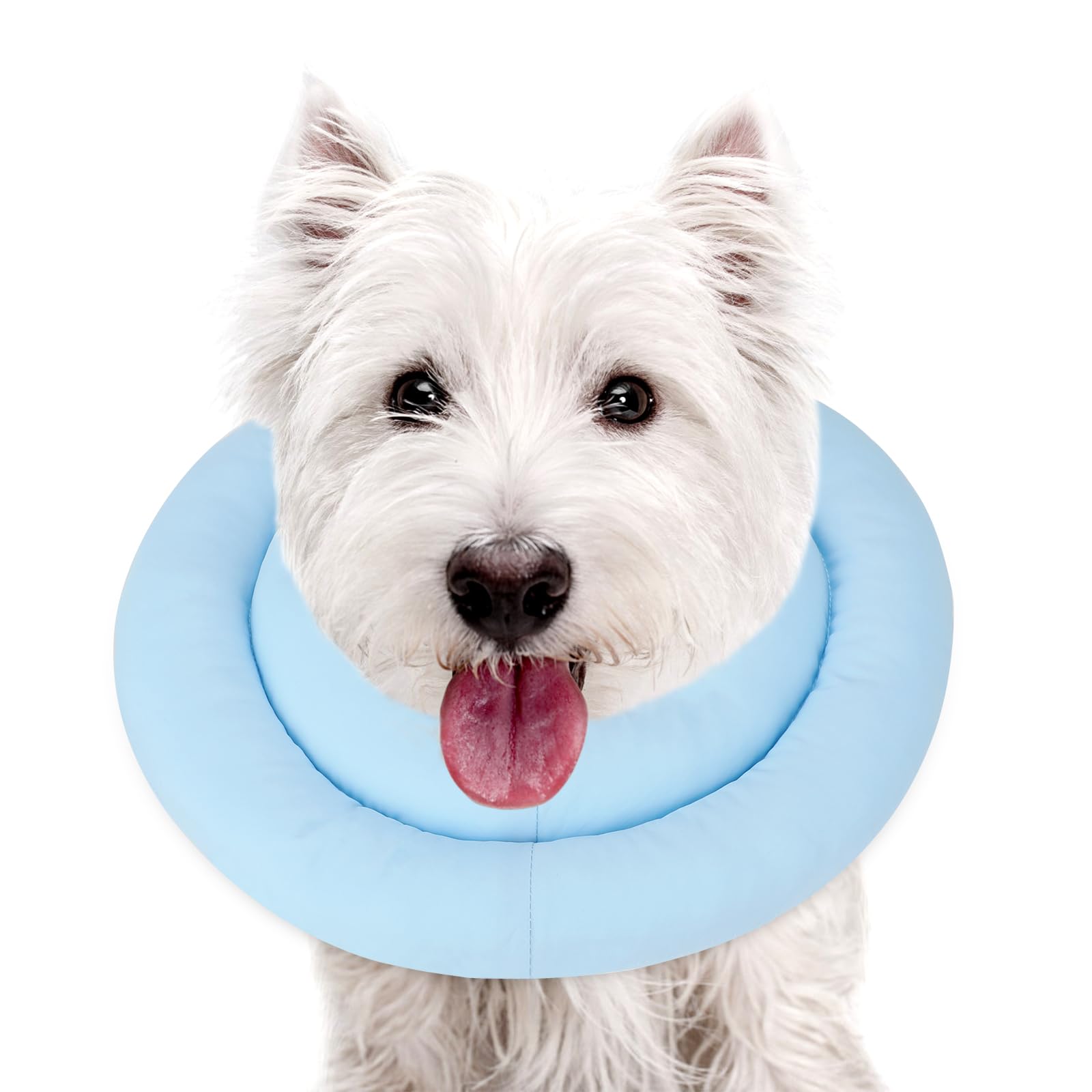 Sbayool Soft Adjustable Donut Collar for Cat and Dog - Multilayer Anti-Licking Recovery Cone - Blue