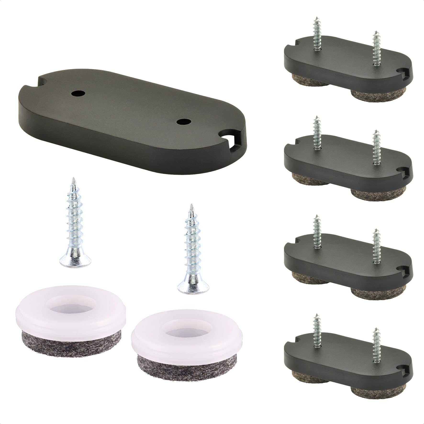 WAGNER QuickClick® Felt glides furniture glides chair glides I 4pcs. set to screw on I 4x base + 8x screw+glide insert replaceable - wool felt ULTRASOFT - 52 x 25 mm - Made in Germany - 15781200