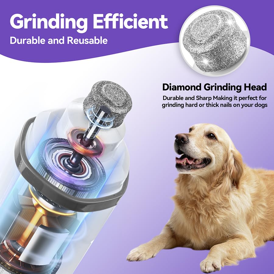 Chwwen Dog Nail Grinder Quiet-2024 Release Ultra-Quiet Dog & Cat Nail Grinder with LED Light & Battery Display - Painless Nail Trimmer for Small to Large Pets, Thick Nails, and Sensitive Paws - Image 2