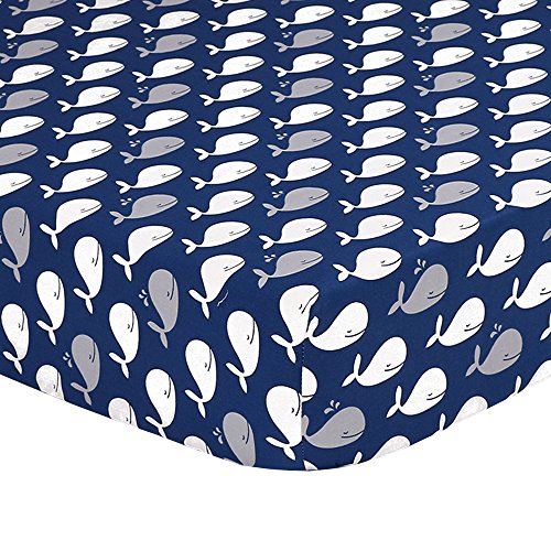 Nautical Whales and Anchors Navy 4 Piece Crib Bedding Set by The Peanut Shell Beachfront Decor