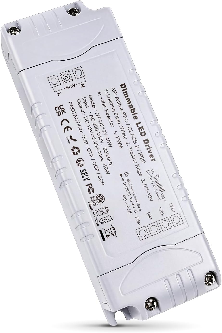 REYLAX LED Driver 12V Dimmable Triac 40W 3.33A Constant Voltage 240V