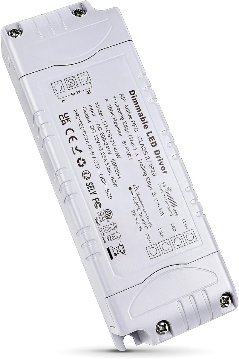 REYLAX LED Driver 12V Dimmable Triac 40W 3.33A Constant Voltage 240V