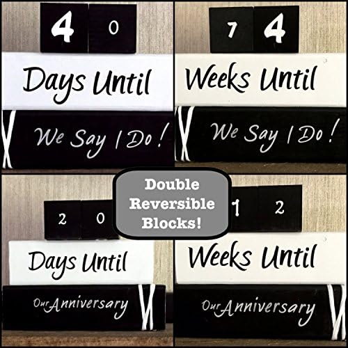 WE SAY I DO/ANNIVERSARY! Double reversible and interactive wood block set for wedding/anniversary countdowns