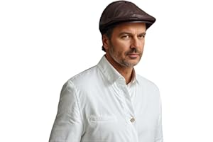 Genuine Leather Newsboy Cap, Black, Genuine Lambskin Leather Ivy Peaked Golf Cabbie Hat