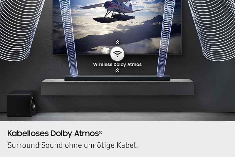 HW-QS710GF Q-Series 3.1.2-Kanal-Soundbar für Fernseher, TV-Lautsprecher mit kabellosem 6,5"-Subwoofer, Kabelloses Dolby Atmos und DTS:X, SpaceFit Sound, Q-Symphony