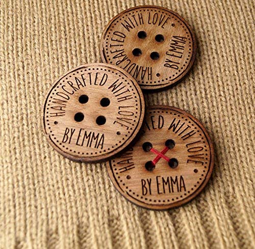 image for KMK Studio Custom wooden buttons, personalized wooden buttons, wooden 
