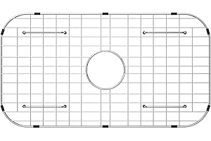 SETTLEDOWN Sink Protector Grid 26-1/16" x 14-1/16",Centered Drain with Corner Radius 3-1/2", Stainless Steel Material(Centered Drain)
