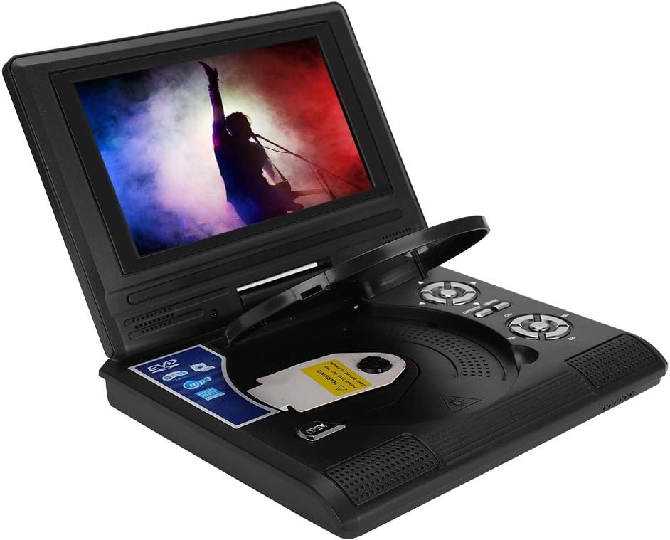 7inch Car DVD Player,Portable DVD-RW CD CD-R/RW EVD VCD Player with Remote Control and 1000mAh Battery Capacity,Support Headphone Jack USB/for MMC/MS Card Slot(Black)