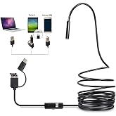 3 in 1 Endoscope Inspection Camera Borescope HD Camera Waterproof Snake Pipe Drain with 6 Adjustable Led Light Snake Cable USB Adapter for Android Phone Tablet Device(Size:1 M)
