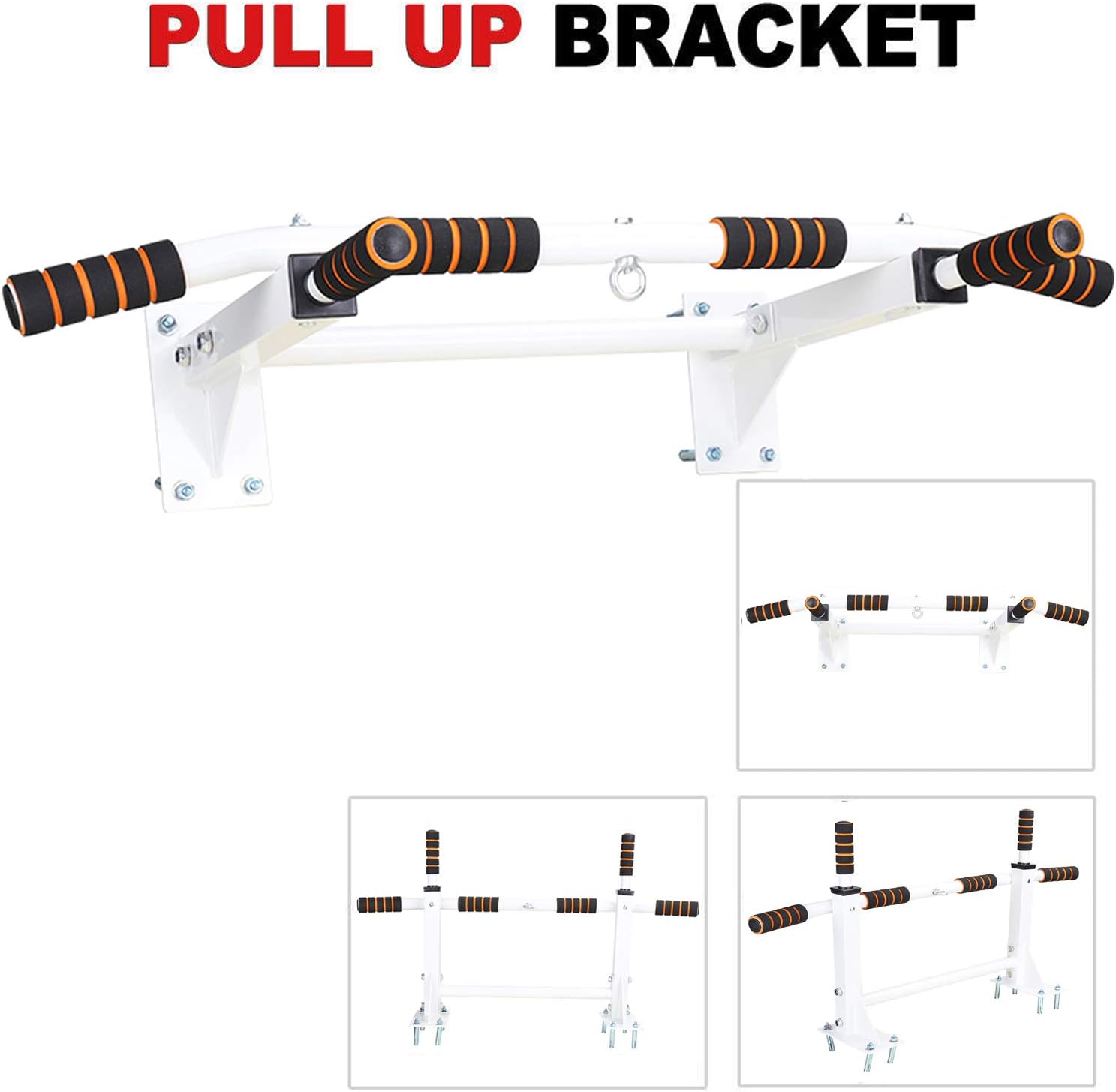 Graft Heavy Duty Chin Pull Up Bar Wall Mounted Gymnastics Bar 6 Foam Handles Pull Up Station Punchbag Wall Bracket Chinning Bar Indoor Outdoor Home Gym Training Bar