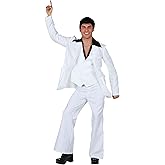 Adult Deluxe Saturday Night Fever Disco Costume Mens, 1970s White Disco Dance Suit, Halloween Outfit
