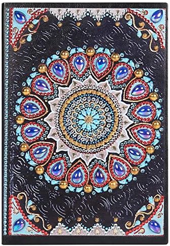 5D DIY Painting with Diamonds Notebook Paper A5,Writing Note Book Secret Diary for Women Sketchbook Drawing journals for Girls Notepad A5 with Colourful Diamonds Mandala for Office/Home/Gift/Art Use
