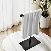 HUFEEOH Black Hand Towel Holder Stand, Countertop T Shape Towel Hanger Modern Jewelry Display Rack, Stainless Steel Towel Rac