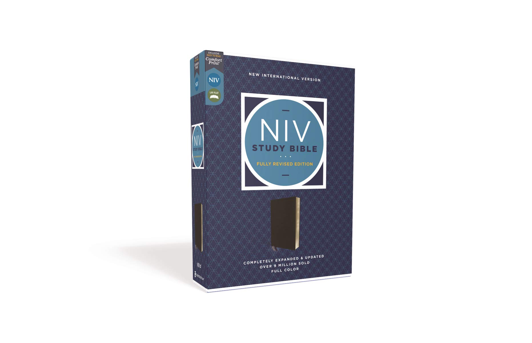 NIV Study Bible, Fully Revised Edition (Study Deeply. Believe Wholeheartedly.), Bonded Leather, Black, Red Letter, Comfort Print