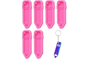 DIYstore 6 Pack Pencil Shape Silicone Molds, Jewelry Making Keychain Polymer Clay Mold Necklace Epoxy Resin Silicone Moulds for Office Supplies Baking Crafts Keycahin Decoration
