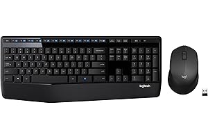 Logitech MK345 Wireless Combo Full-Sized Keyboard with Palm Rest and Comfortable Right-Handed Mouse, 2.4 GHz Wireless USB Rec