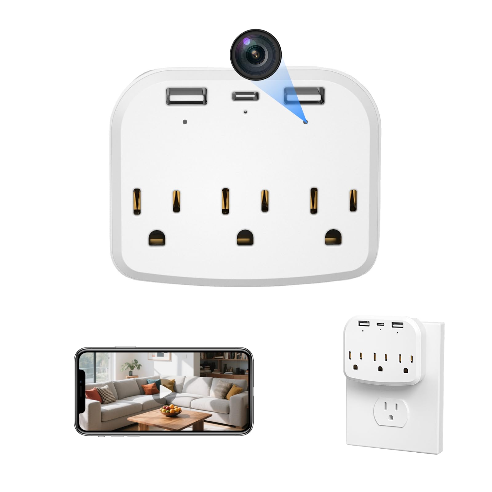 Photo 1 of 1080P Security Wall Outlet WiFi Camera Mini Wireless Nanny Cam-with Bracket Function