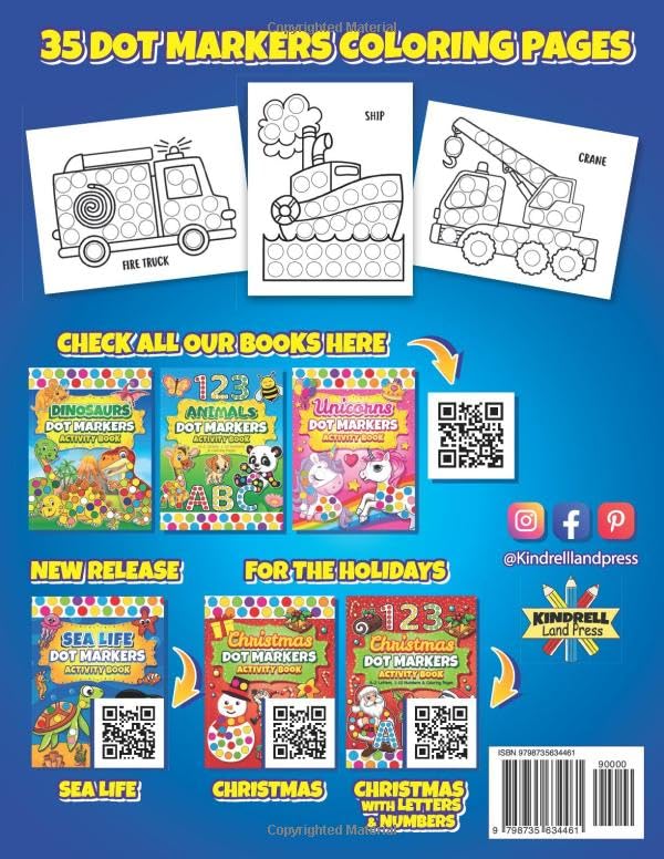 Dot Markers Activity Book Vehicles: Easy Guided BIG DOTS | Dot Coloring Book For Kids Boys & Girls | Preschool Kindergarten Activities | Cars & Trucks Gifts for Toddlers