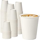 PACKINNO 8 oz White Paper Coffee Cups, Disposable Hot Cups for Coffee, Tea, Cocoa, Water, 400 Pack