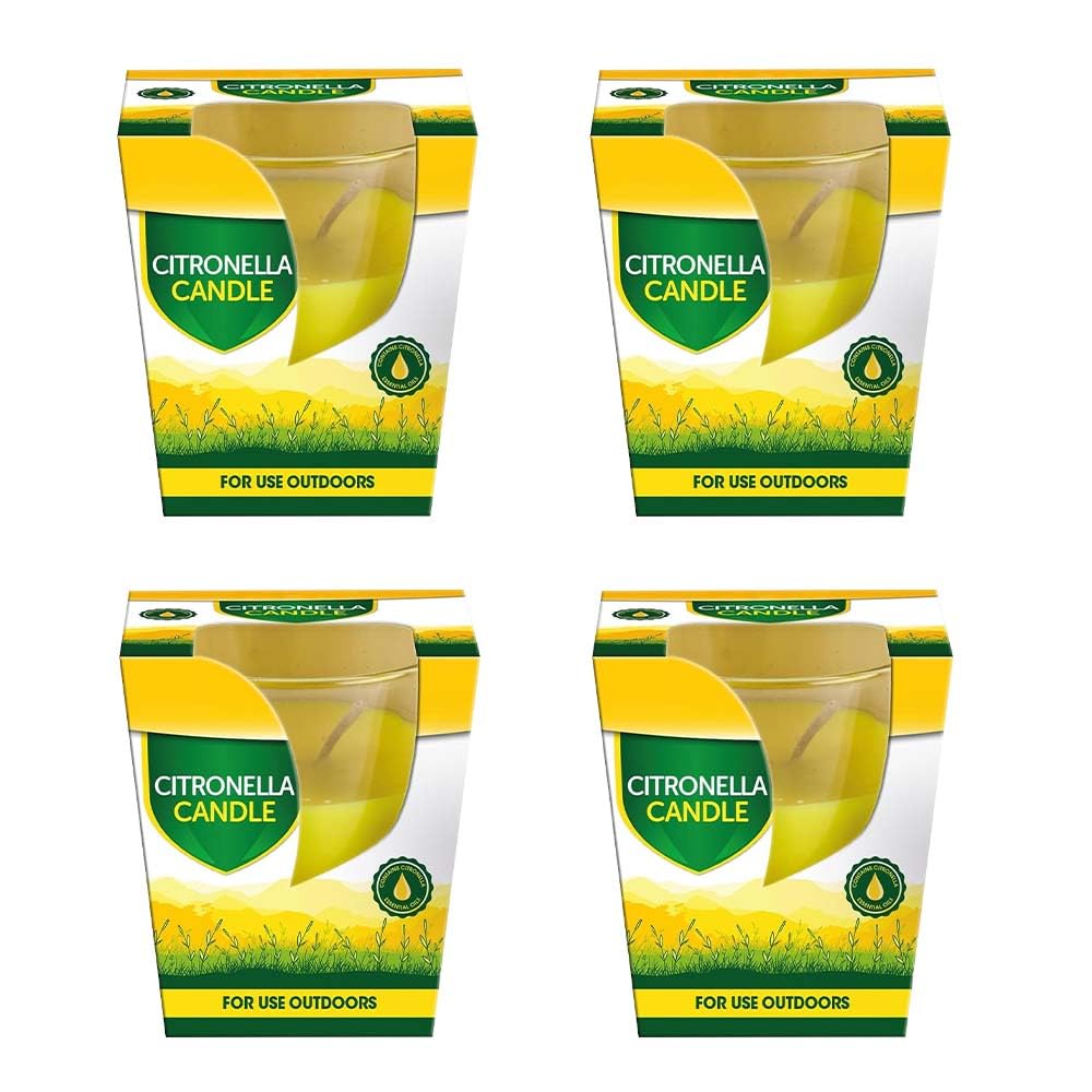 ZOPPER - 4 x Citronella Candles Glass Ideal for Mosquito, Insect & Bugs Repellent Candle