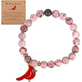 Cardinal Bracelet for Women, Memorial Sympathy Jewelry Gift Beads Bracelet with Red Cardinal Charm for Loss of Loved One in Heaven