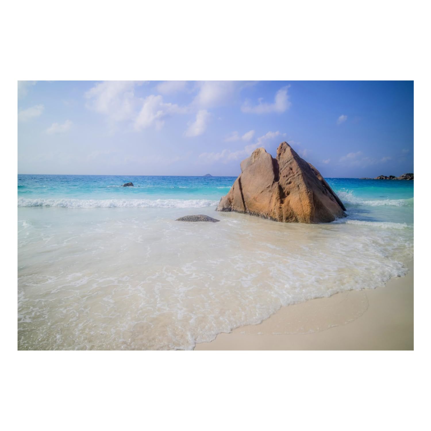 Photo 1 of 10x8ft Summer Beach Backdrop Blue Ocean Reef Rock Photography Background Seaside Landscape Seawave Sandbeach Tropical Natural Scenery Birthday Party Photo Booth Props