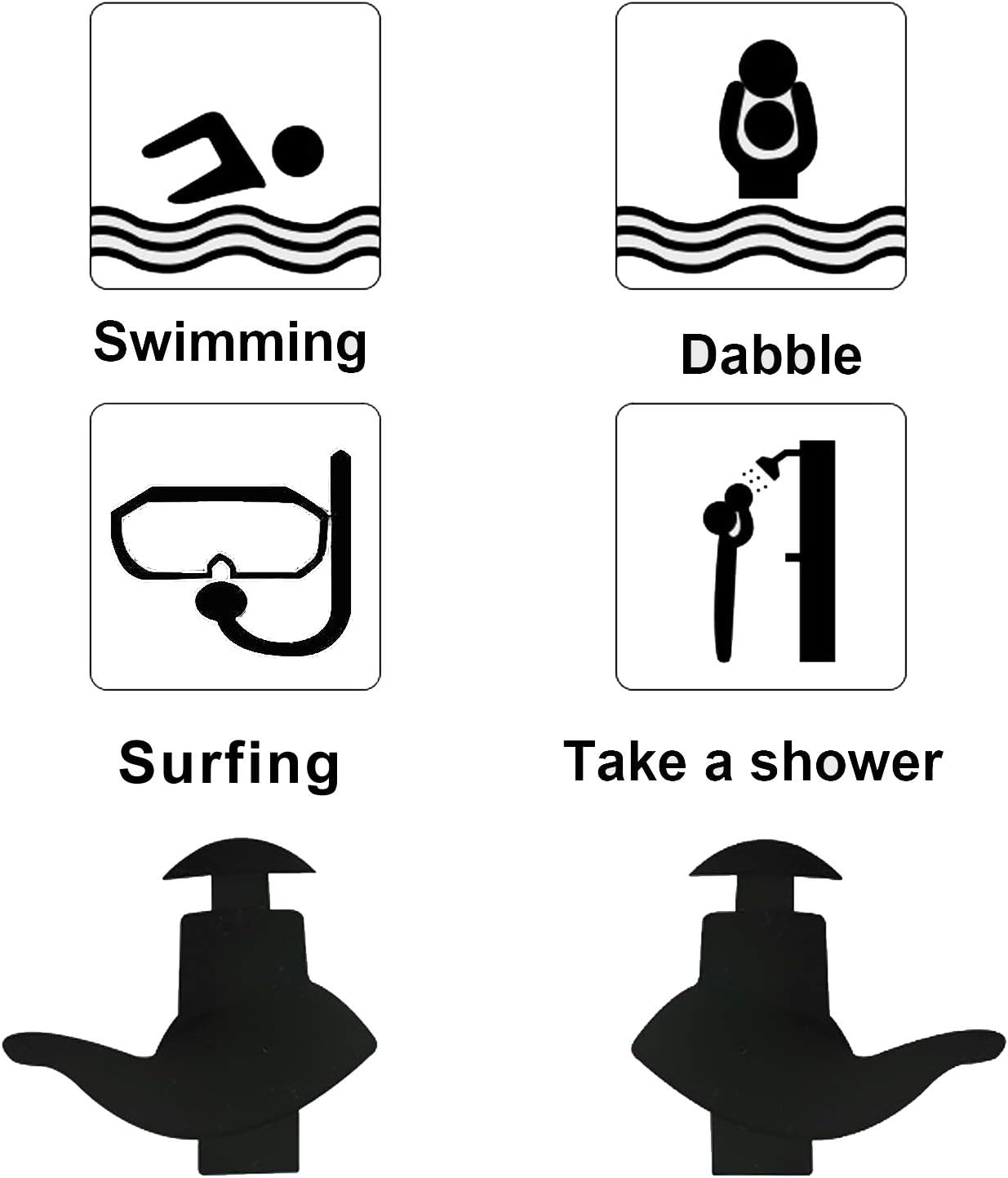 Brukween Swimming Earplugs Waterproof Professional Comfort Fit Ergonomics Non-Skid Surf Diving Bath Silicone Gel Ear Protection for Adults and Children : Sports & Outdoors