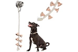 DORUI Dog Hanging Doorbells| 6 Dog Potty Training Bells| Adjustable Durable Braided Rope Door Bell for Dogs to Ring to Go Outside(Rose Gold, Large)