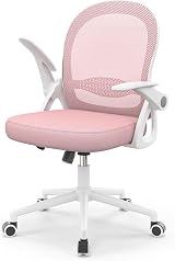 nasPaluro Pink Ergonomic Office Chair Mesh Back Flip Armrests Lumbar Support