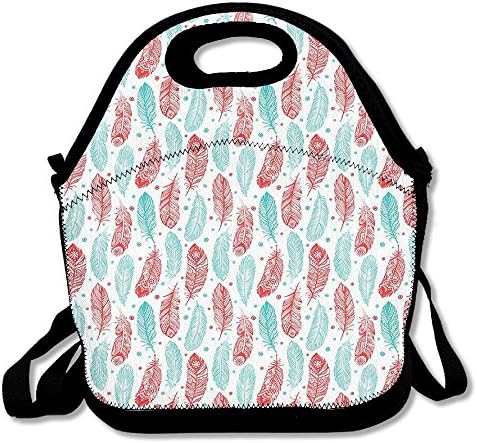 Marvin Conrad Abstract Aztec Style Vintage Ethnic Tribal Feather Pattern Lunch Bag Tote For School Work Outdoor