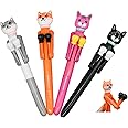 Lopenle 12 PCS Cat Boxing Pens Fun Catty Ballpoint Pens Novelty Animal Boxing Pens With Blue Ink For School Office Birthday Party