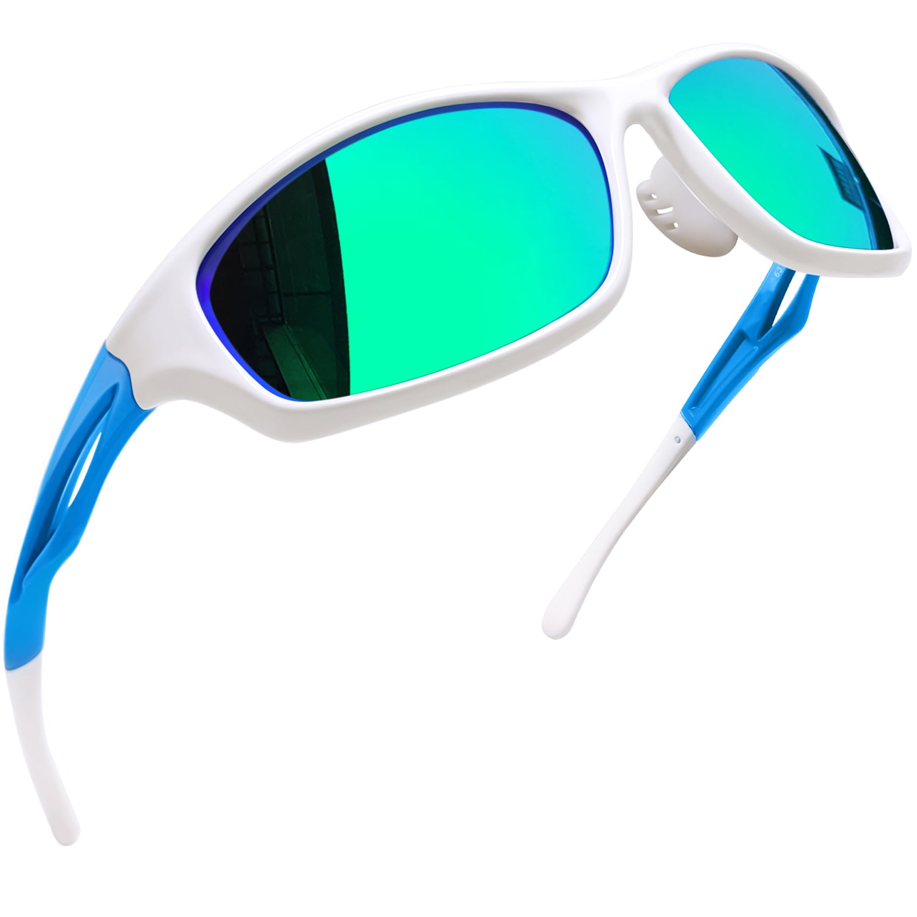 Joopin Polarised Sports Sunglasses for Men Women Driving Fishing Golf Cycling Running Goggles UV Protection Wrap Around Lenses (Green Mirrored Lens)
