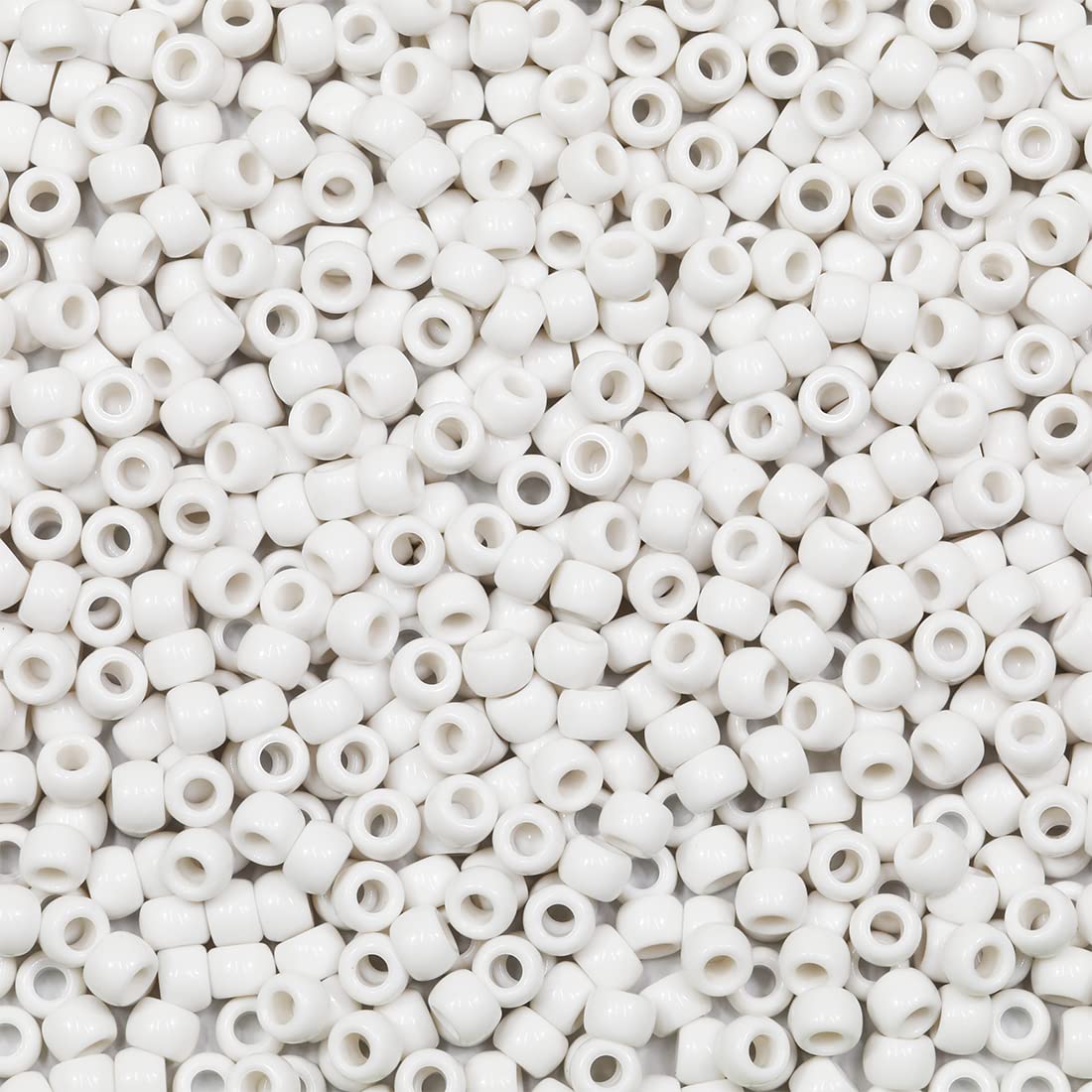 Bala&Fillic Size 6x9mm White Pony Beads with Smooth Surface Total 1000pcs Craft Pony Beads for Adult Handmade Crafting (White)