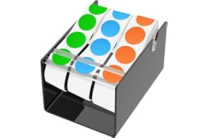 Manual Label Sticker Dispenser for Rolls of Stickers, 7.8"x5.6"x4.7", Adjustable Tabletop Acrylic Holder Sticker Stand Label 