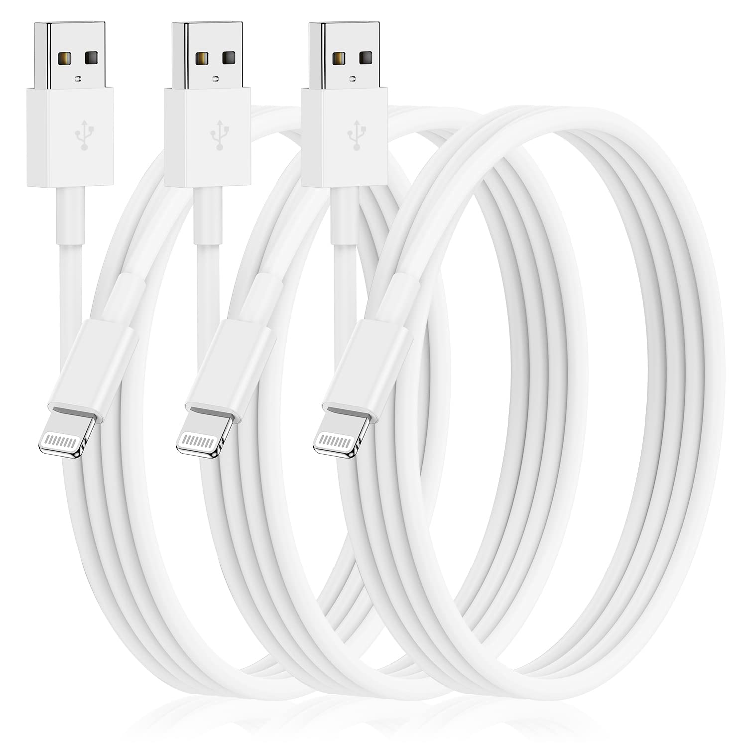 3Pack [Apple MFi Certified] Long iPhone Charging Cable 6ft-Apple Lightning to USB Cable Wire - 6 Foot iPhone USB Charger Cords for iPhone14 13 12 Xs Max XR X 8 7 6 5 Plus SE