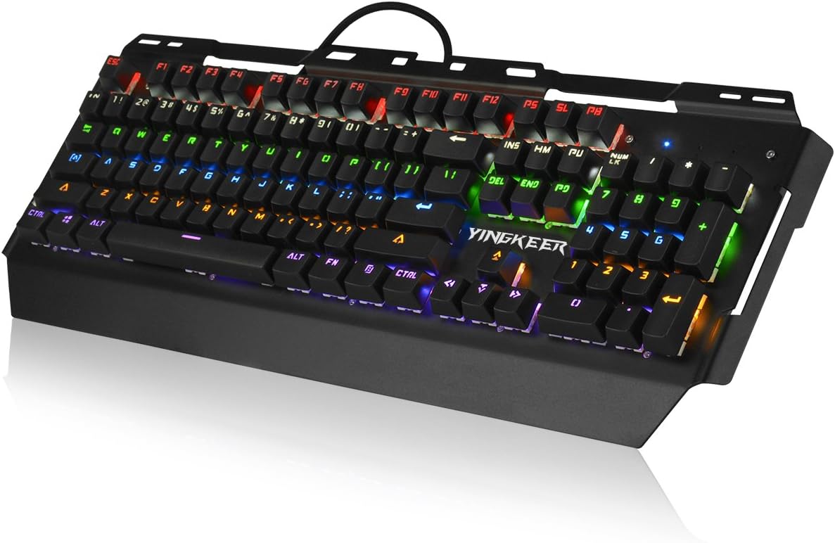 104keys Gaming Mechanical Keyboard with 6 Colors Backlit Anti-ghosting YINGKEER Y11 (Black)