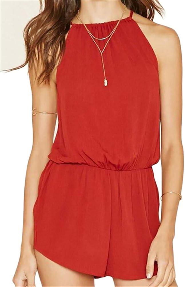 Zantt Womens Spaghetti Strap Strappy Short Beach Jumpsuits Rompers Playsuits