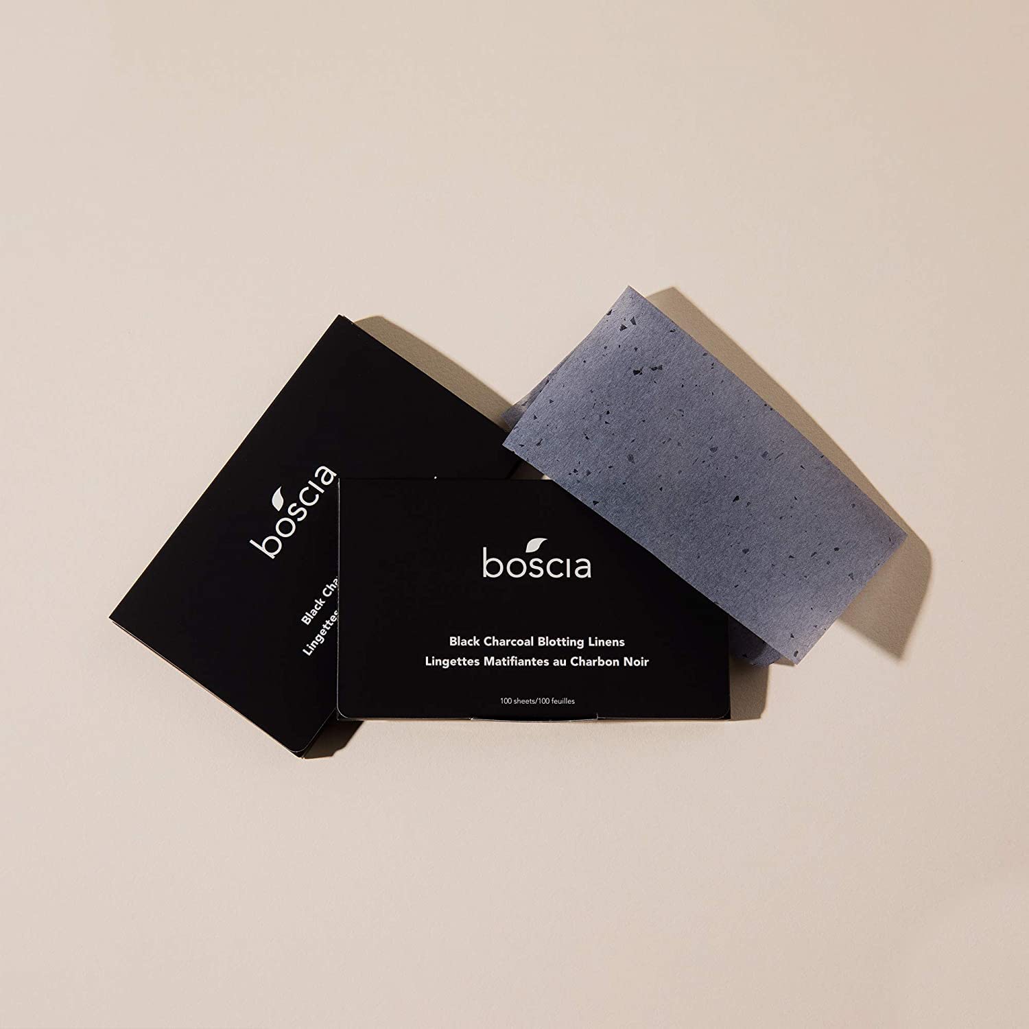 boscia Black Charcoal Blotting Linens - Vegan, Cruelty-Free, Natural Skin Care - Oil Blotting Sheets for Face - For Combination to Oily Skin Types - Travel Size - 100 Sheets