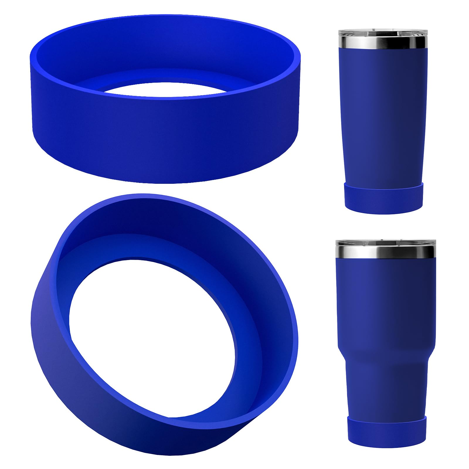 Linkidea 2 Pack Water Bottle Boot Compatible with YETI Tumbler 20oz/30oz, Travel Mug 20oz/30oz, Silicone Anti-Slip Waterbottle Bottom Sleeve Cover Protector (Deepsea Blue)