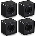 4 Pcs Microphone Flag Station Portable Square Cube Shaped Mic Flags ABS Foam Microphone Flag Microphone Accessories for Interview KTV Reporter Host (Black)
