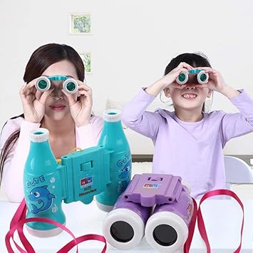 Leoie Kids Folding Cartoon Mini Binoculars Telescope Toy for Outdoor Explore Random Color